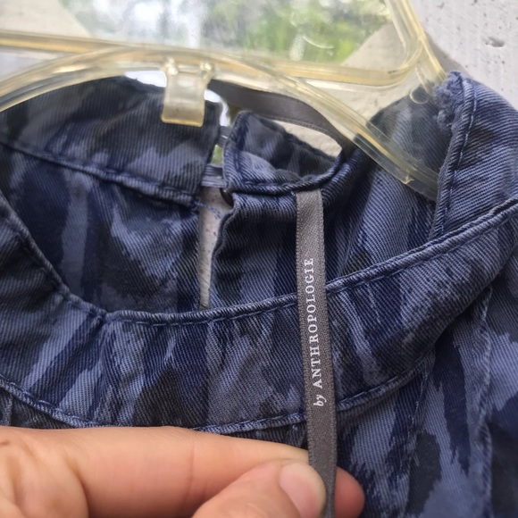 Anthropologie Blue Camo Pleated Dress Womens Size XSmall - Picture 4 of 16